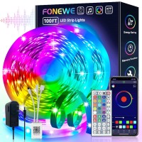 Fonewe Led Lights For Bedroom 100 Ft Music Sync Color Changing Led Strip Lights Led Light Strip With App Control And Remote Rgb Led Lights For Party Kitchen Room Decoration