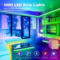 Fonewe Led Lights For Bedroom 100 Ft Music Sync Color Changing Led Strip Lights Led Light Strip With App Control And Remote Rgb Led Lights For Party Kitchen Room Decoration