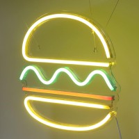 Neon Light, Led Unique Hamburger Shape Neon Sign Light With Usb Port For Restaurant Shop