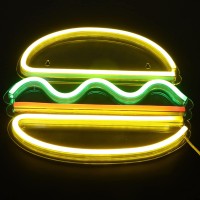 Neon Light, Led Unique Hamburger Shape Neon Sign Light With Usb Port For Restaurant Shop