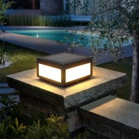 Mvbt Outdoor Solar Post Light Modern Led Fence Deck Cap Light Lantern Column Lamp For Flat Surface Patio Garden Decoration With