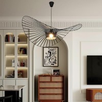 Bk Fudid Luster Vertigo Retro Chandelier, E27 Simple And Creative Fiberglass Cap Design, Restaurant, Bar, Coffee Black 120Cm