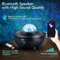 Star Projector, Galaxy Night Light Projector With Bluetooth Music Speaker, 14 Color Moving Ocean Wave Effects, Skylight With Remote&Upgraded Smart App&Alexa Control, Present For Kids, Adults (Black)