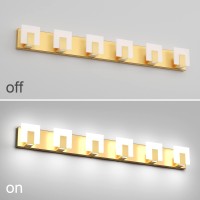 Aipsun Gold Vanity Lighting Fixtures Modern Vanity Lights Led 6 Lights Bathroom Vanity Light Up And Down Wall Light Fixtures 6000K