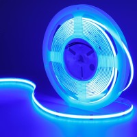 Kxzm 24V Cob Led Strip Light Blue 5M/16.4Ft 2400Leds Uniform Glow Flexible Not Waterproof Ip20 Led Tape Lights For Diy Cabinet Bedroom Kitchen Home Decor(Strip Only)