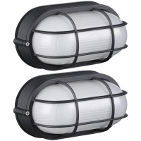 Leonlite 8.5'' Bulkhead Light Fixture, Nautical Outdoor Lighting, Oval Bulkhead Wall Light, Etl & Ul Listed, E26 Base, Wall & Ceiling Mount, Aluminum With Frosted Glass, Match With 40W Bulb, Pack Of 2