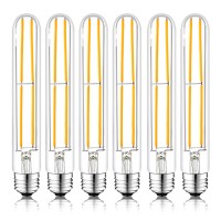 Novelux 7.3 Inch E26 Led Bulb 60 Watt Dimmable,2700K Soft White Edison Bulbs,6W Tubular T10 Long Clear Glass Light Bulb For Rustic Pendant,Industrial Pipe,Wall Sconces,Chandeliers(6 Pack)