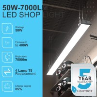 Led Shop Light 4Ft-7000Lm 5000K [400W Equivalent]Daylight, Utility Light Garage Led Ceiling Lights, Surface/Hanging/Suspension Mounting, Plug And Play, Pull Chain Light Fixture Power Cord Etl(10 Pack)