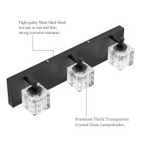 Ralbay Matte Black Vanity Light 3 Lights Modern Crystal Black Bathroom Light Fixtures Modern Crystal Bathroom Vanity Light Fixtures