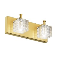 Ralbay 2 Lights Gold Vanity Light For Bathroom Gold Modern Crystal Bathroom Vanity Light Fixtures Modern Crystal Gold Bathroom Wall Light Fixtures