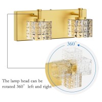 Ralbay 2 Lights Gold Vanity Light For Bathroom Gold Modern Crystal Bathroom Vanity Light Fixtures Modern Crystal Gold Bathroom Wall Light Fixtures