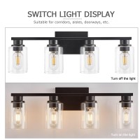 Atocif Bathroom Light Fixtures, Black Bathroom Vanity 4 Light With Clear Glass Shade For Bedroom Living Room Kitchen Hallway