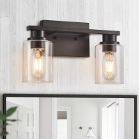 Bathroom Vanity Light, 2 Lights Wall Sconces, Bathroom Light Fixtures, Wall Lighting With Cylinder Glass Shade For Living Room, Bedroom, Kitchen, Stairs