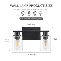 Bathroom Vanity Light, 2 Lights Wall Sconces, Bathroom Light Fixtures, Wall Lighting With Cylinder Glass Shade For Living Room, Bedroom, Kitchen, Stairs