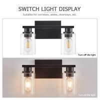 Bathroom Vanity Light, 2 Lights Wall Sconces, Bathroom Light Fixtures, Wall Lighting With Cylinder Glass Shade For Living Room, Bedroom, Kitchen, Stairs