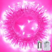 Jmexsuss Pink Valentine'S Day Decorations, 33Ft 100 Led Battery Operated Christmas String Lights, Twinkle Fairy Mini Lights With 8 Modes Remote Indoor Outdoor Waterproof