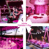 Jmexsuss Pink Valentine'S Day Decorations, 33Ft 100 Led Battery Operated Christmas String Lights, Twinkle Fairy Mini Lights With 8 Modes Remote Indoor Outdoor Waterproof