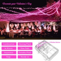 Jmexsuss Pink Valentine'S Day Decorations, 33Ft 100 Led Battery Operated Christmas String Lights, Twinkle Fairy Mini Lights With 8 Modes Remote Indoor Outdoor Waterproof