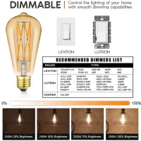 Leools Vintage Amber Led Edison Bulb Dimmable 12W, 100W Equivalent Antique Style Filament Light Bulbs,Amber Glass, Warm White 2500K, 1200Lm, E26 Base, Decorative, 360 Degrees Beam Angle, Pack Of 4.