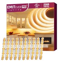 Emitever Cob Led Strip Lights Warm White 2700K Tape Light Premium High Density Dc 24V 360Lumensft 2560Ledsspool Ra 90