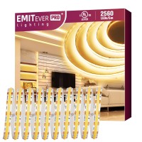 Emitever Cob Led Strip Lights Warm White 3000K Tape Light Premium High Density Dc 24V 360Lumensft 2560Ledsspool Ra 90