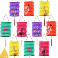 10 Pieces Chinese Paper Lantern Multicolor Hanging Lanterns With Lights Flower Middle Autumn Festival Decoration Japanese Lanter