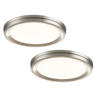 Pasentel Led Ceiling Light Flush Mount 14 Inch 24W 2800Lm Modern 3000K Dimmable Brushed Nickel Round Ceiling Lamp Fixture For Closets, Stairwells, Dinning Room, Bedrooms,Livingroom(2 Pack)