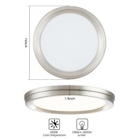 Pasentel Led Ceiling Light Flush Mount 14 Inch 24W 2800Lm Modern 3000K Dimmable Brushed Nickel Round Ceiling Lamp Fixture For Closets, Stairwells, Dinning Room, Bedrooms,Livingroom(2 Pack)