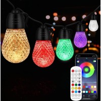 Outdoor String Lights 98Ft,Color Patio Lights Outdoor Rgbw Patio Lights,Bluetooth App Control & Remote Control,Multi-Color Led Bulbs,Waterproof Hanging Light String For Outside Backyard Garden Party