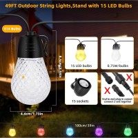 Outdoor String Lights 98Ft,Color Patio Lights Outdoor Rgbw Patio Lights,Bluetooth App Control & Remote Control,Multi-Color Led Bulbs,Waterproof Hanging Light String For Outside Backyard Garden Party