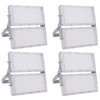 Bellanny Outdoor Led Floodlight 200W Led Floodlight 20000Lm Super Bright Cool White 6500K Ip65 Waterproof Floodlight 180 Rotation For Garden Garage Sports Field - 4 Pieces