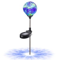 Wnp Outdoor Mosaic Solar Light Stake Decor For Garden Waterproof,Color Glow Solar Powered Led Light Decorative Outdoor Landscape Blue Glass Ball Solar Absorb Christmas Lights Foryard,Path