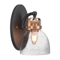 Easton 1 Light Wall Sconce Shown In Matte Black & Brass Finish With 6