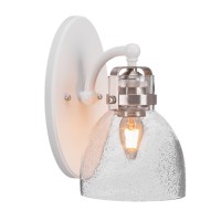 Easton 1 Light Wall Sconce Shown In White & Brushed Nickel Finish With 6