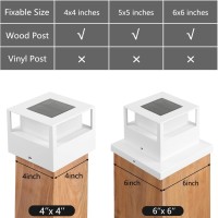 6 Pack Solar Post Lights Outdoor Solar Post Cap Lights, 20 Lumen High Brightness Waterproof Led Fence Post Solar Lights With Base For 4X4 5X5 6X6 Wooden Posts,White