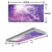 Lanqiao Fluorescent Light Covers For Office & Classroom Decorations,Landscape,Eliminate Harsh Glare And Headaches,Easy To Install Ceiling Lights Filter,2X4 Purple And White