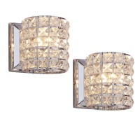 Loclgpm Crystal Wall Sconce Set Of Two,Modern Wall Lamp 1 Light Lighting Fixtures With Crystal And Chrome Finish,Wall Decor For Living Room Bedroom Bathroom Hallway Entryway Staircase