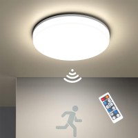 Annaror Motion Sensor Led Ceiling Light With Remote 4000K Waterproof Motion Flush Mount Light Fixture 1800Lm Wired Motion Acti