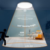 Annaror Motion Sensor Led Ceiling Light With Remote 4000K Waterproof Motion Flush Mount Light Fixture 1800Lm Wired Motion Acti