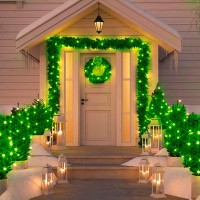 Kemooie 500 Led Green String Lights, 164 Ft 8 Twinkle Modes With Memory Function Fairy Lights, Plug In Waterproof St Patrick'S Day Lights For Outdoor Garden Patio Balcony Irish Christmas Decorations