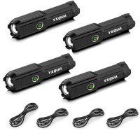 Yxqua Usb Rechargeable Flashlight - Small & Bright Led Mini Flashlights, High Lumens, 4 Modes, Zoomable, The Size Of Pocket Gifts For Kids (4 Pack)