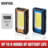 Koopool 2Pack Magnetic Work Light Rechargeable Led Flashlight Portable Lights 40W 1500 Lumens 6500K Metal Hanging Hook 3 L