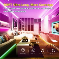 Kexu Led Lights For Bedroom 100 Ft Voice Control Smart Wifi Led Lights Work With Alexa Google Home Music Sync Color Changing Led Strip Lights For Room D