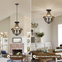 Woaekr 131 Modern Farmhouse Hanging Pendant Lighting 4Light Rustic Interior Flush Mount Ceiling Light Fixture Vintage Chan