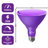 Loxyee Par38 Flood Purple Light Bulb,2 Pack-Dimmable,E26 Base Purple Flood Light Outoor(20W Replace To 200W),Purple Light Bulb For Outside,Purple Decor,Christmas,Holiday,Halleween Outdoor Light Bulb