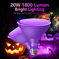 Loxyee Par38 Flood Purple Light Bulb,2 Pack-Dimmable,E26 Base Purple Flood Light Outoor(20W Replace To 200W),Purple Light Bulb For Outside,Purple Decor,Christmas,Holiday,Halleween Outdoor Light Bulb