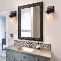 1Light Rustic Wall Sconces Farmhouse Bathroom Light Fixtures Over Mirror Handmade Wood Vanity Light Fixtures With Pretty Glass