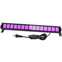 Upgraded 36W Led Black Light Bar, Premium Led Blacklight Flood Light With Plug+Switch+5Ft Cord, Light Up 21X21Ft Area, For Halloween Glow Fluorescent Party Bedroom Game Room Body Paint Stage Lighting