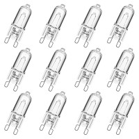 Weshlmpo G9 Halogen Light Bulbs 2 Pin 120V 40W, Dimmable Long Lasting T4 Jcd Type, G9 Bulb For Chandeliers, Microwave Oven, Range Hood Lights Warm White 12 Pack