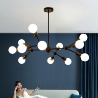 Quoobe Modern Black Sputnik Chandelier 12 Lights Metal Ceiling Light Fixture Pendant Lighting For Bedroom Study Living Room Dini